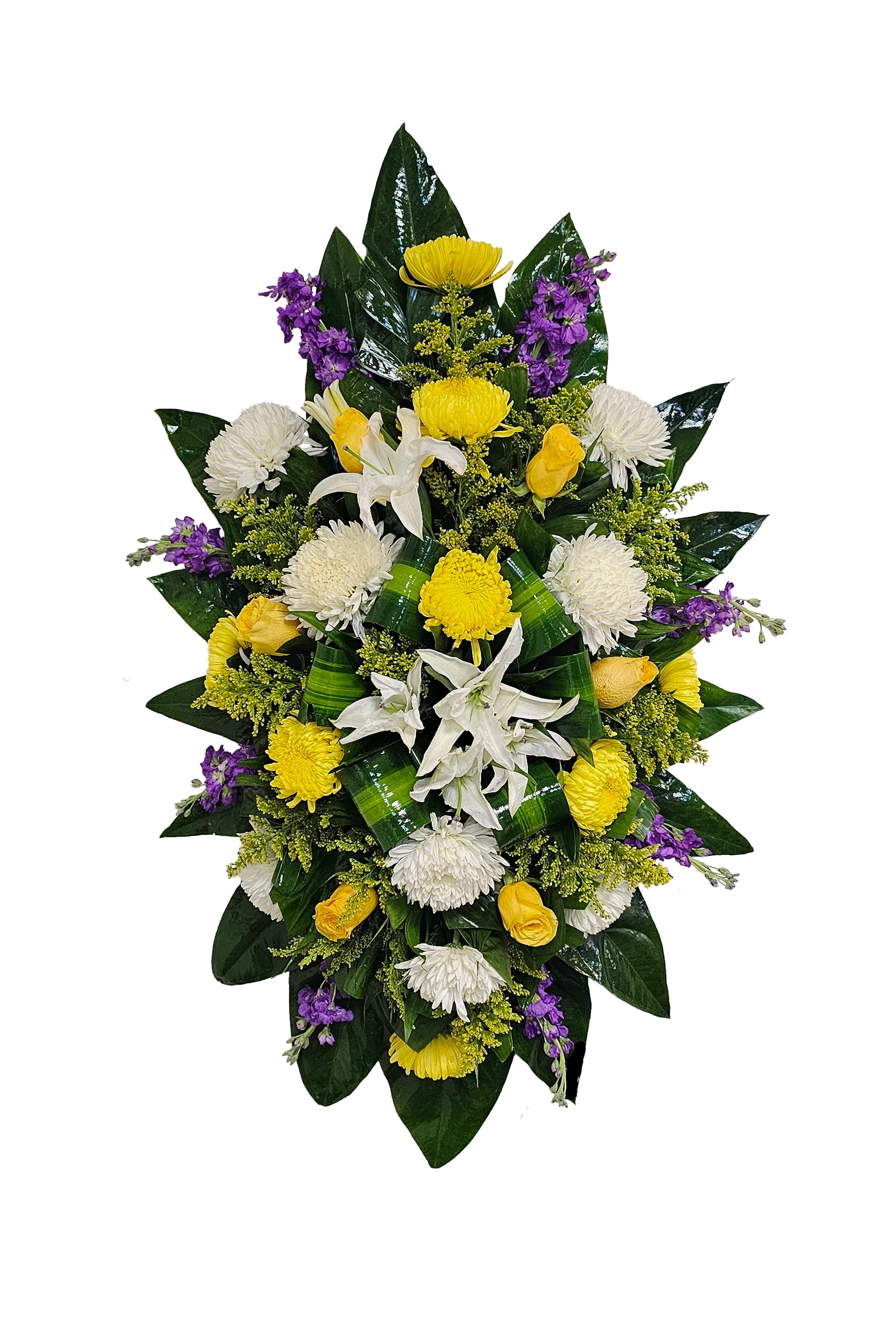 CR-15 Corona de rosas, crisantemos, spiders, lirios, stocks y solidago Flower Bouquet