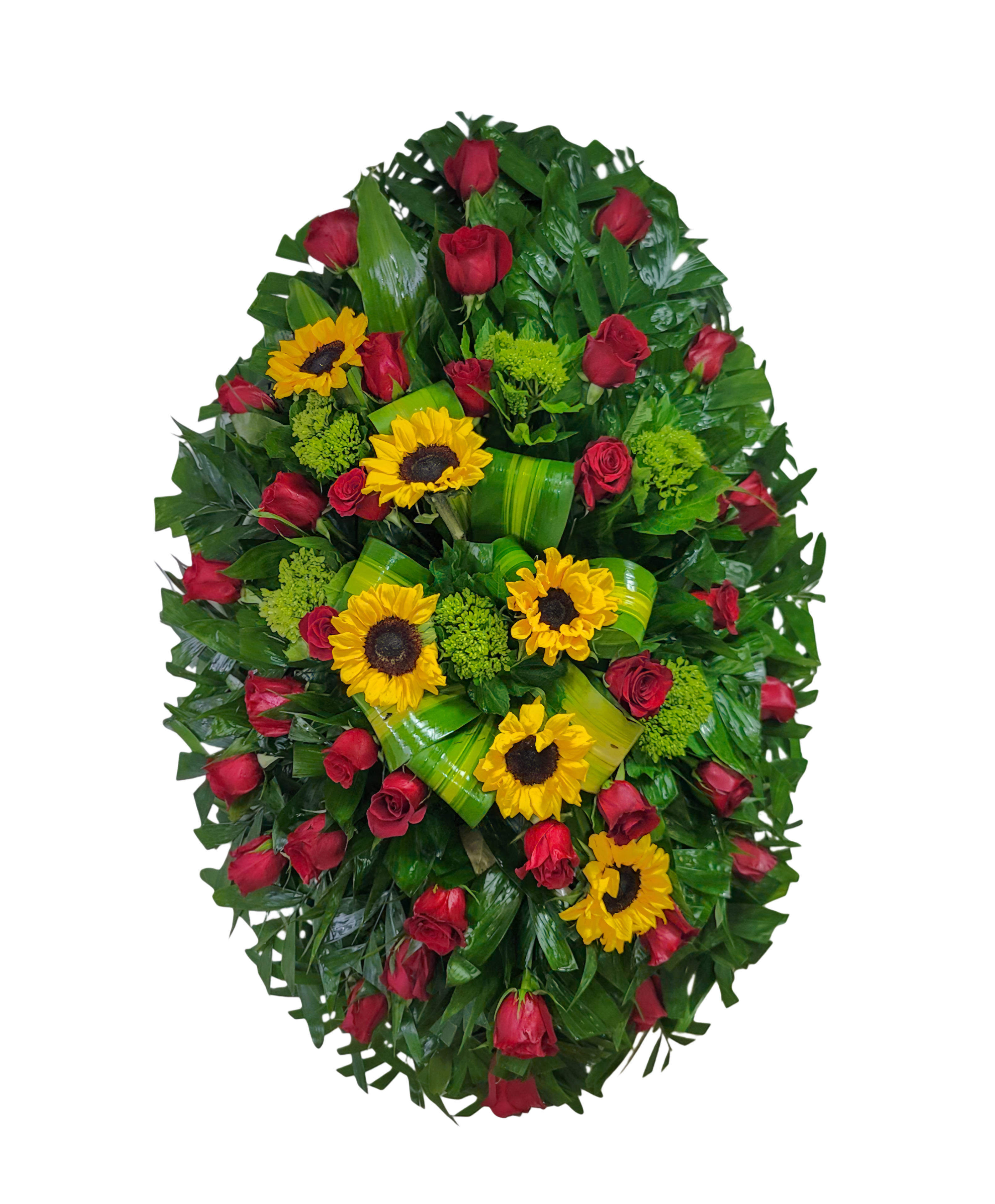 CR-20 Corona de rosas, girasoles y mini hortensias