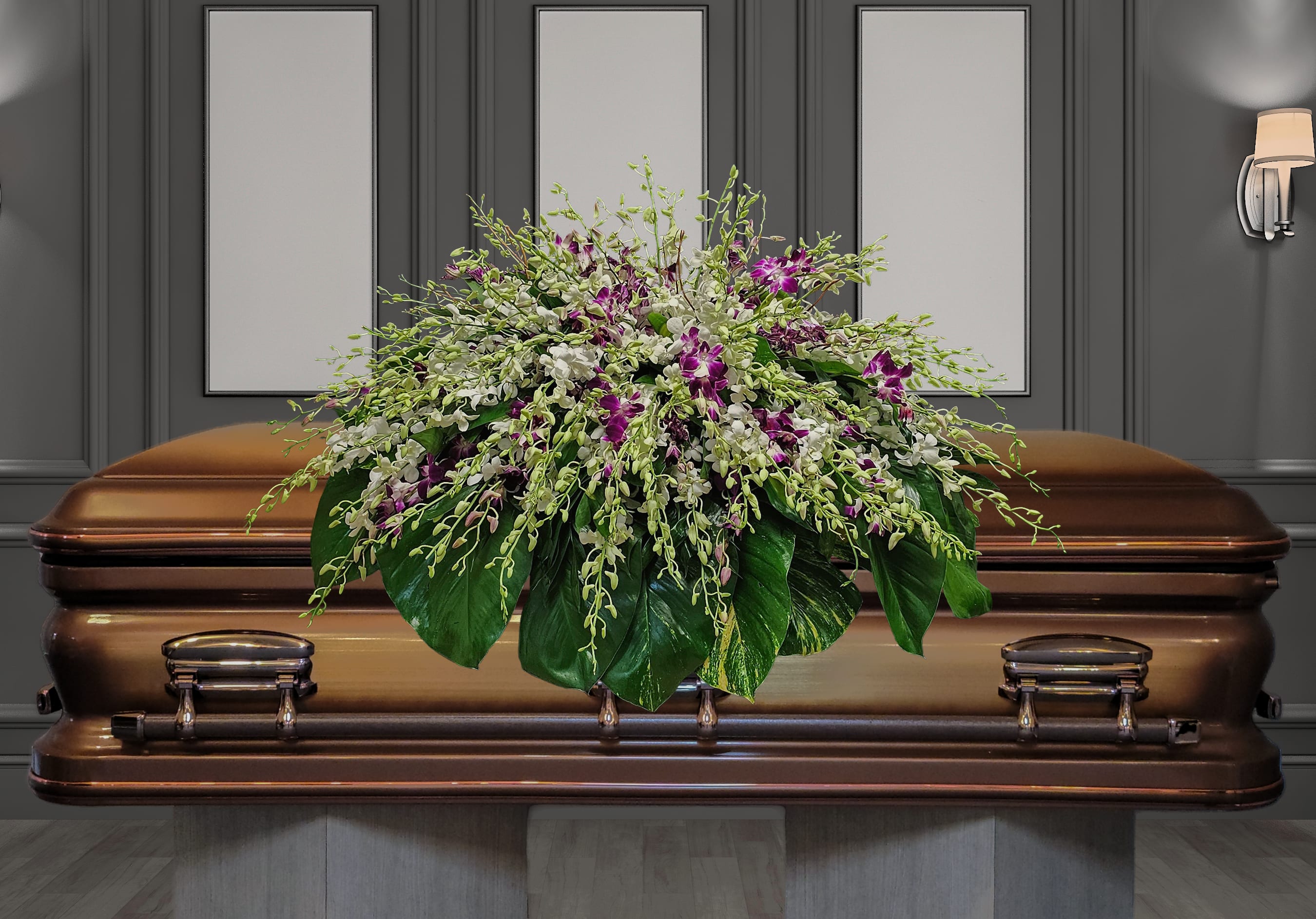 CV-13 Casket cover doble de orquídeas