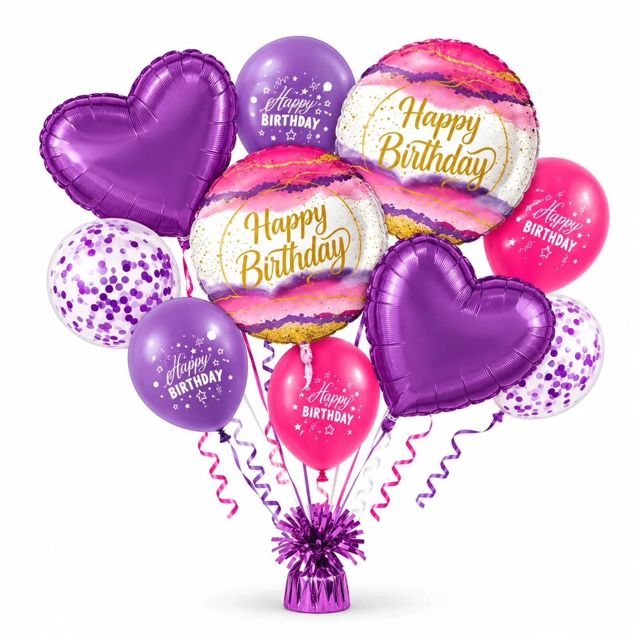 Happy Birthday Purple Balloon Bouquet Flower Bouquet
