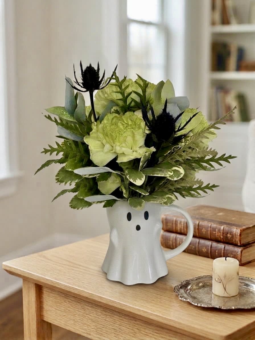 Friendly Ghost Floral Cup Flower Bouquet