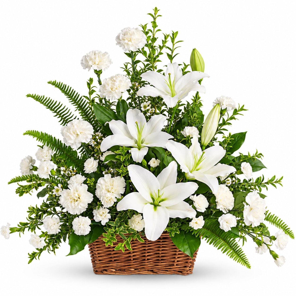 Peaceful White Lilies Basket