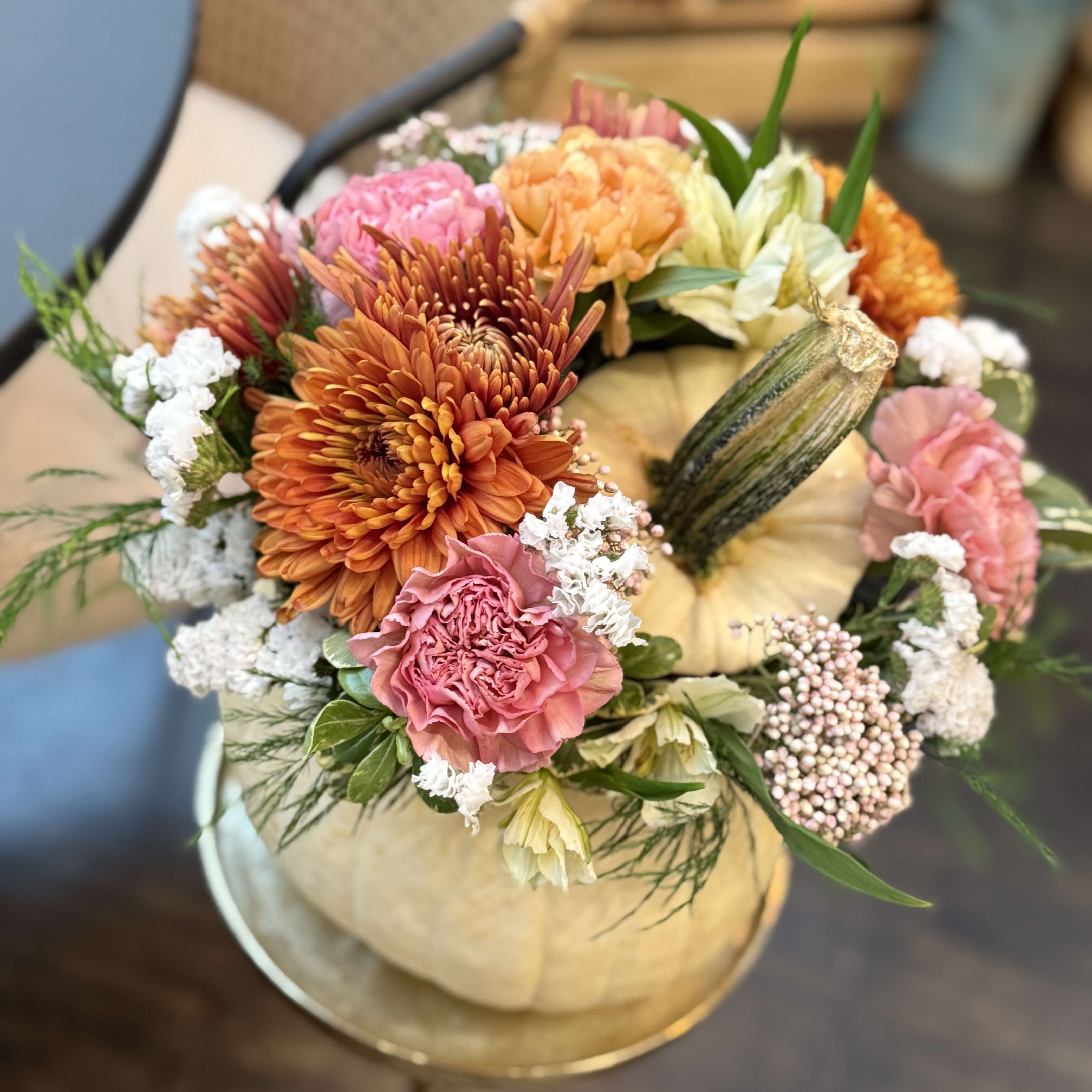 White Pumpkin Arrangement Flower Bouquet
