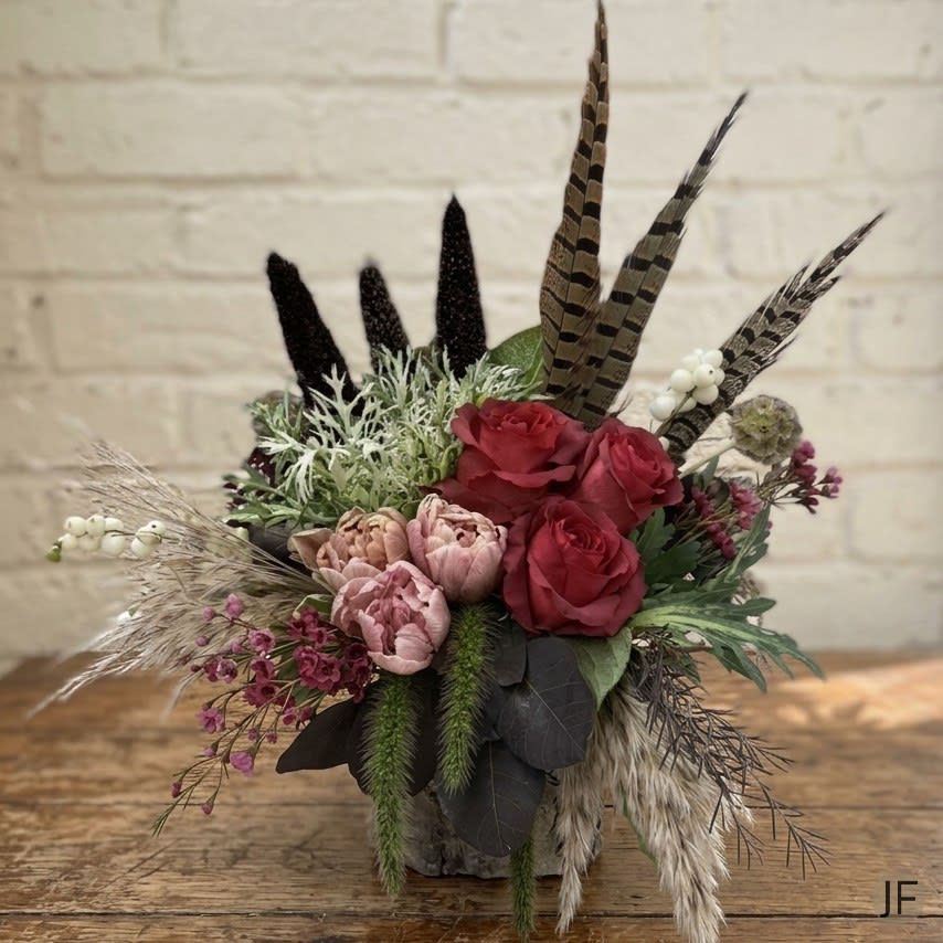 Autumn Pheasant & Bloom Flower Bouquet