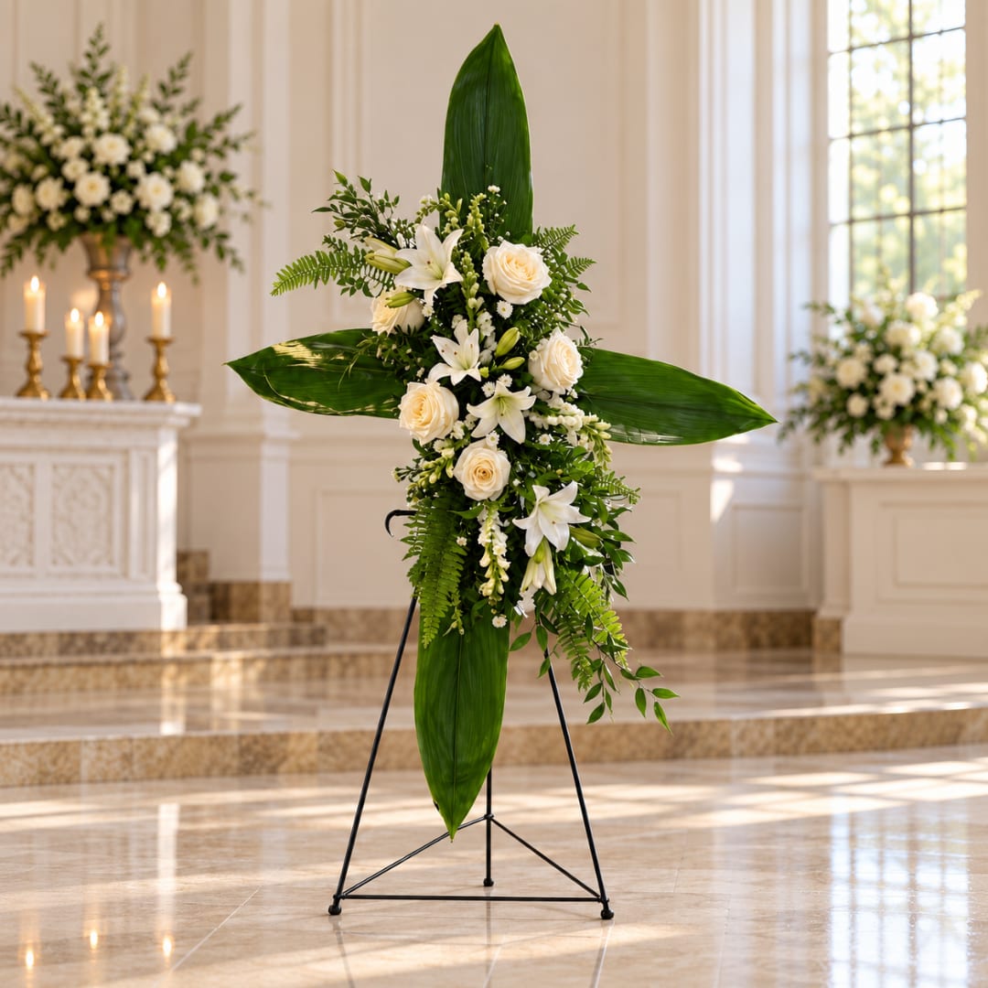 Cross of comfort funeral arrangement