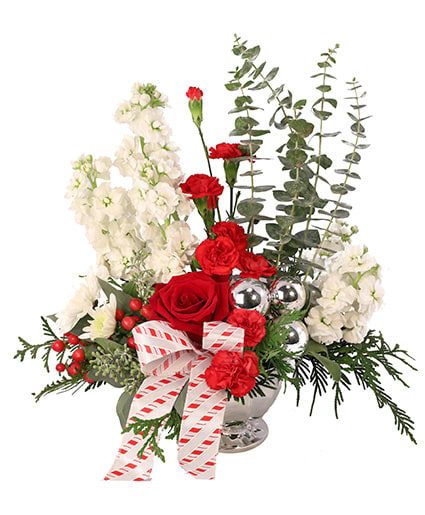 Candy Cane Carnations - Christmas Arrangement