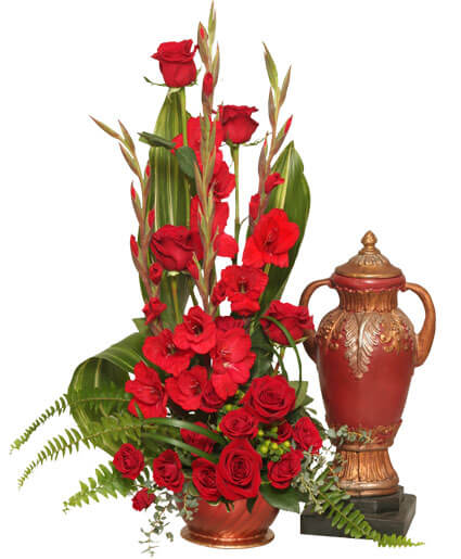 Red Remembrance Cremation Flowers (urn not included)
