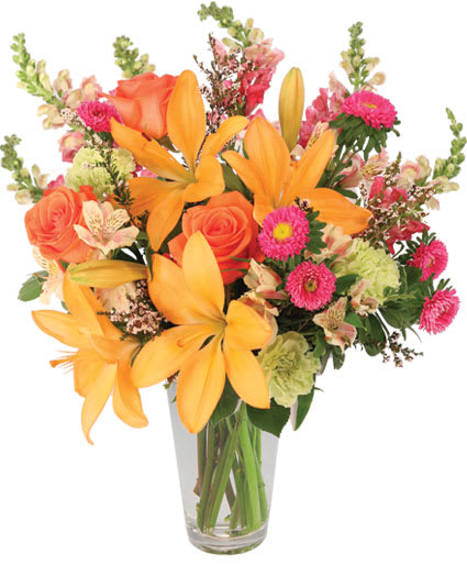 Sunset Lilies & Roses - Flower Arrangement