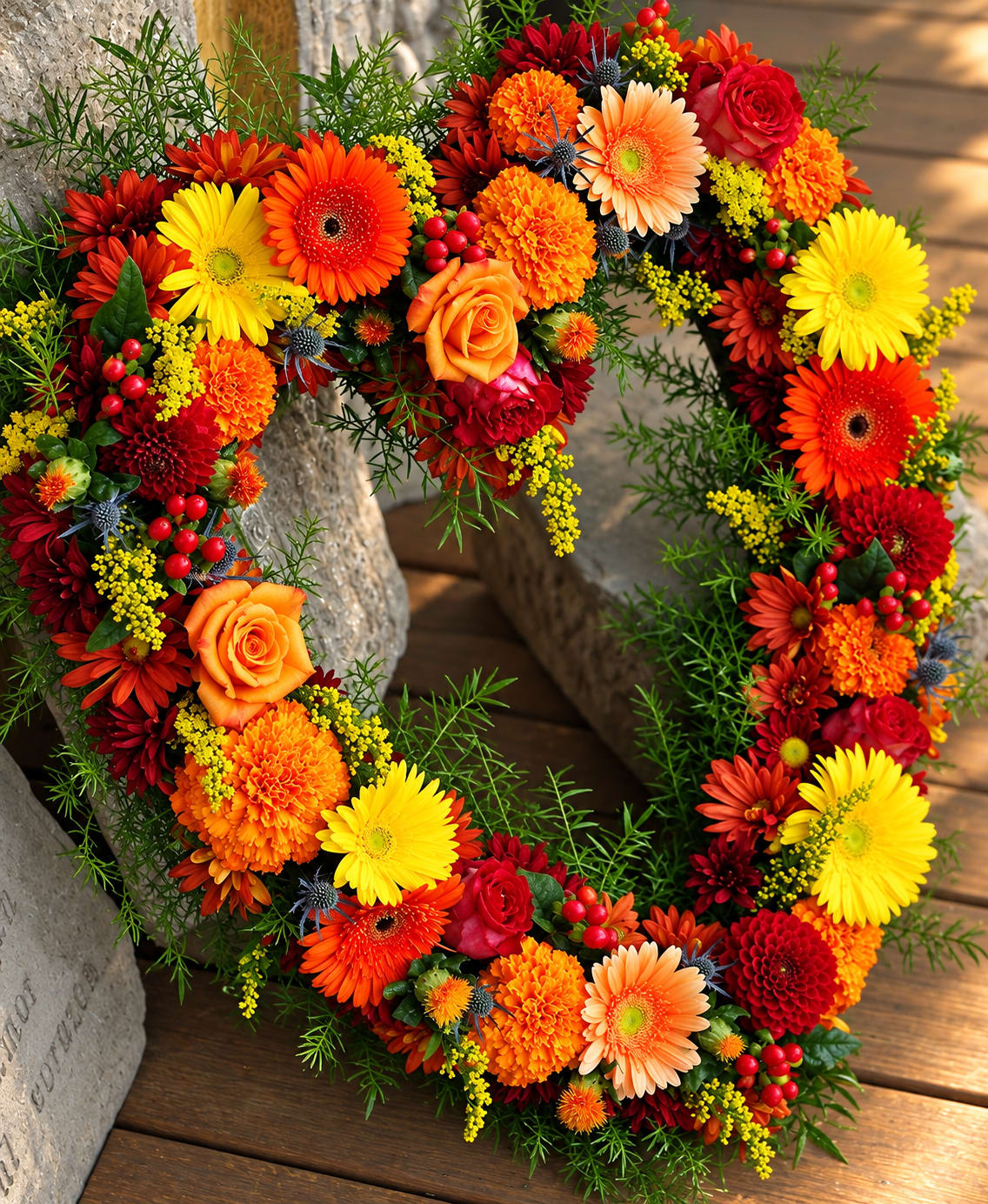 Autumn Heart Wreath Flower Bouquet