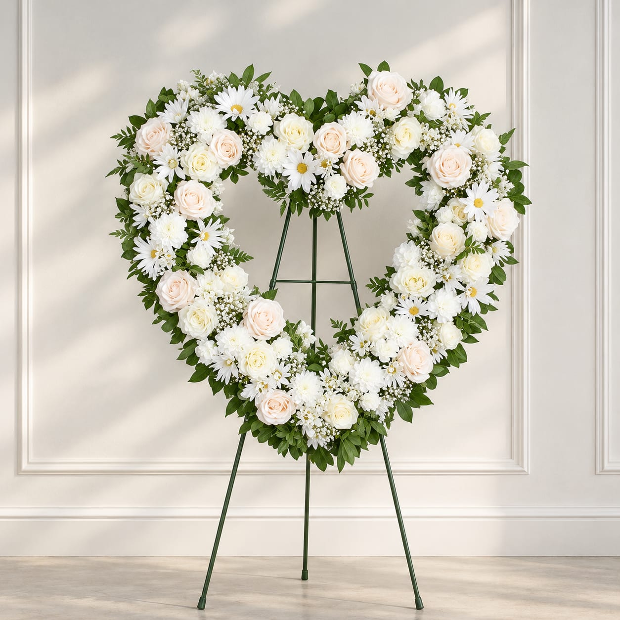 Elegant White Heart Wreath