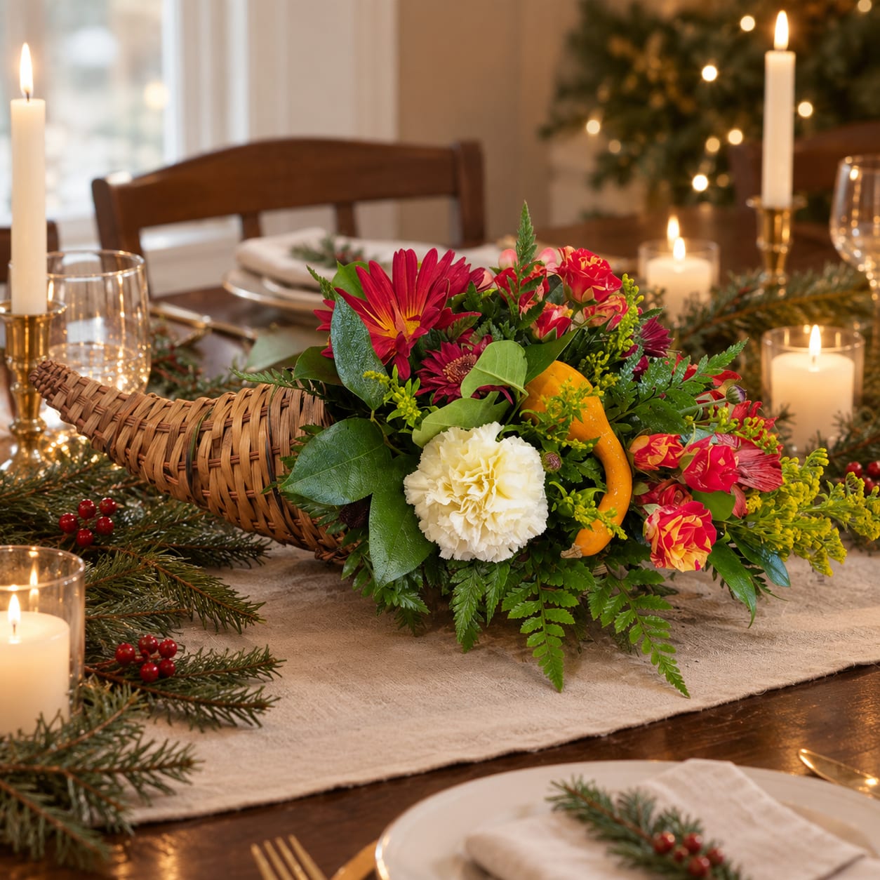 Festive Cornucopia Centerpiece