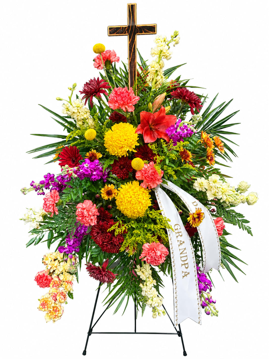Fall Casket Spray with Cross