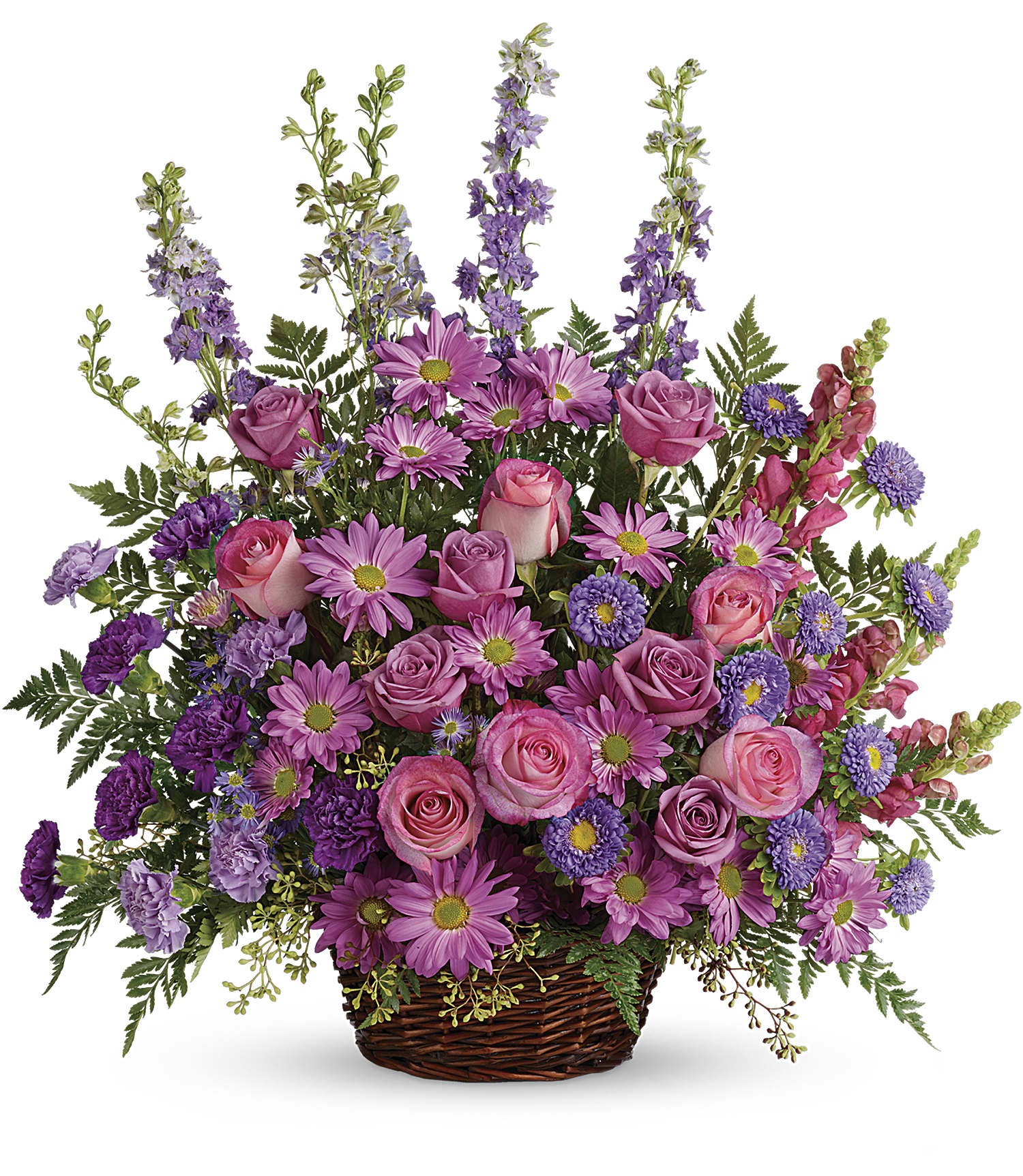 Gracious Lavender Basket Flower Bouquet
