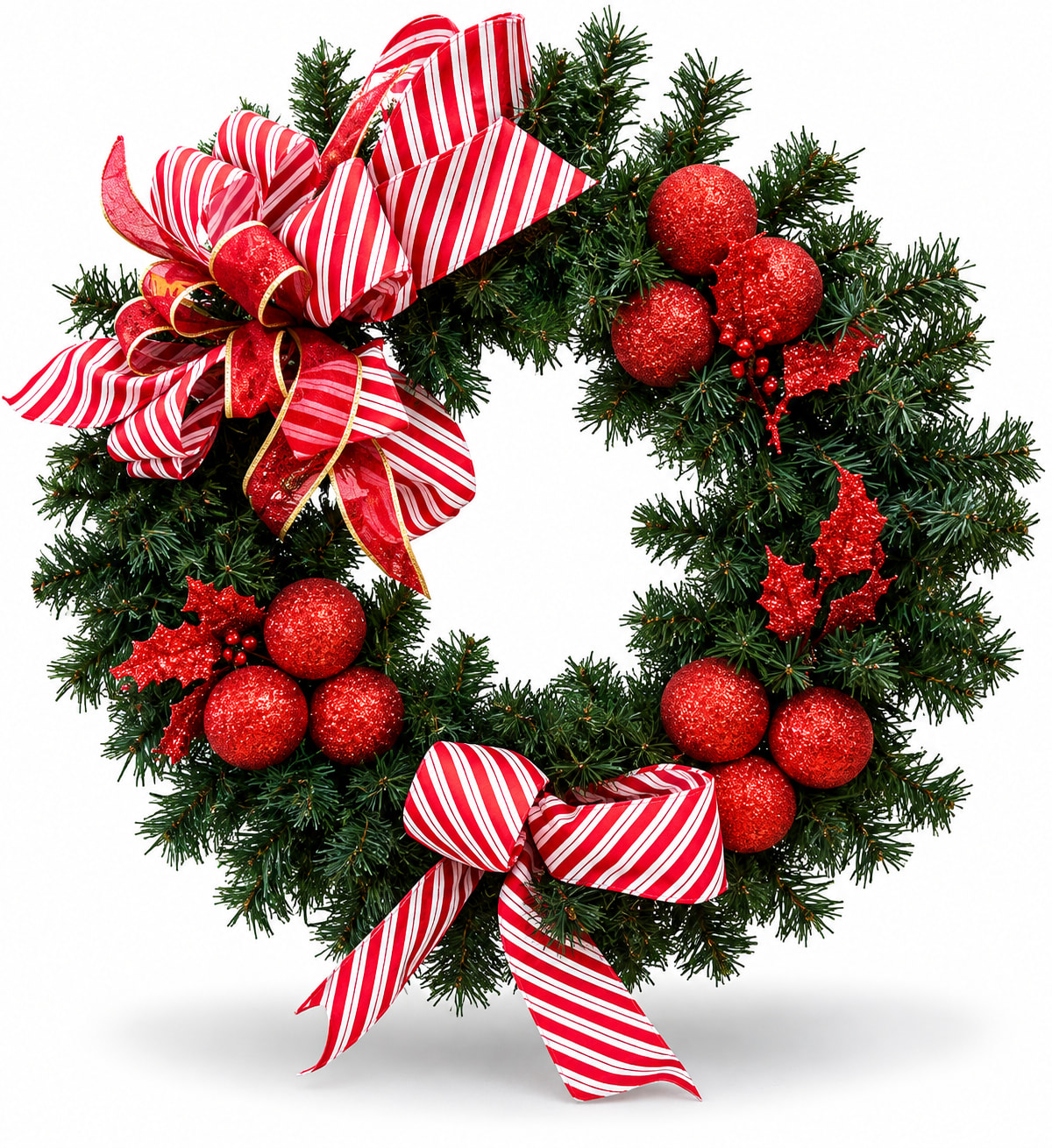 Striped Bow Christmas Wreath Silk Flower Bouquet