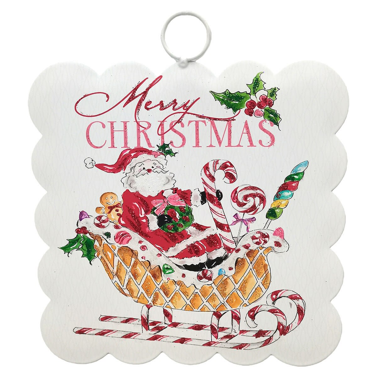Mini Scallop Art Santa & Sleigh