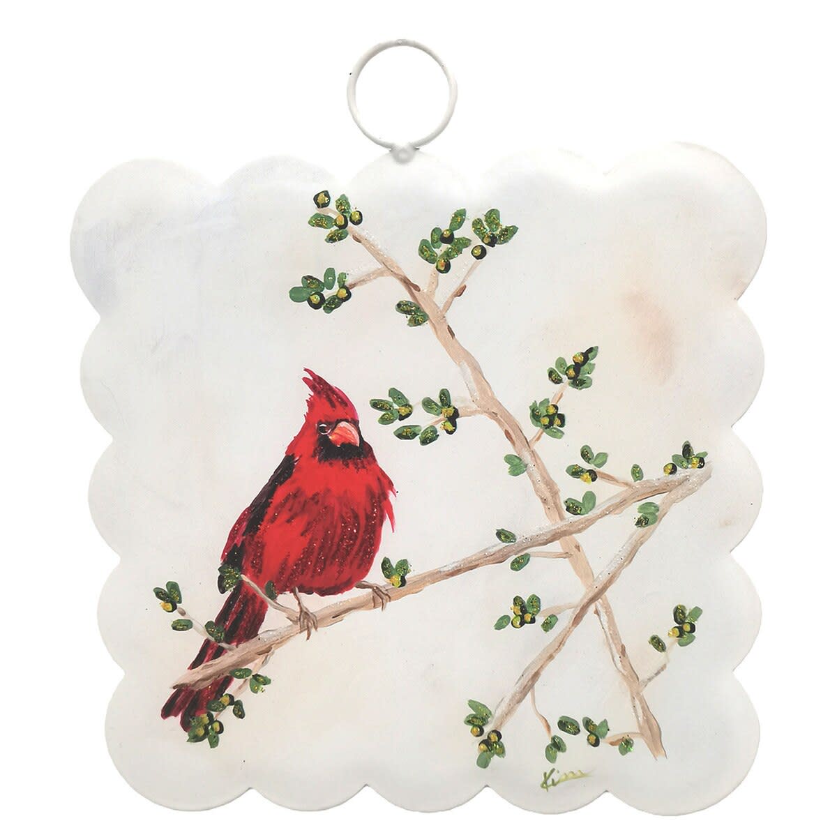 Mini Scallop Art Solitary Cardinal