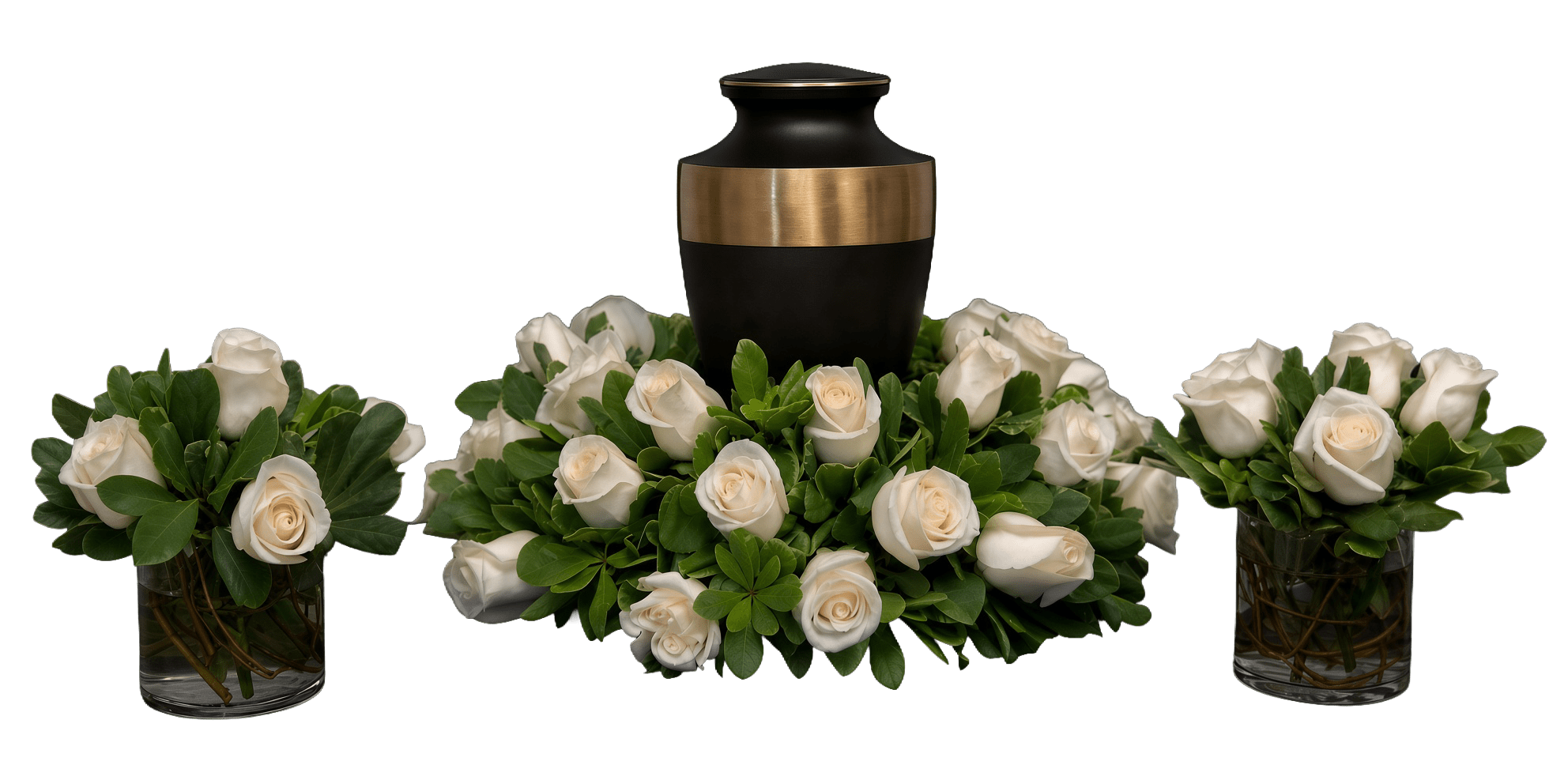 UR-07 Arreglo para urna de rosas con dos floreros