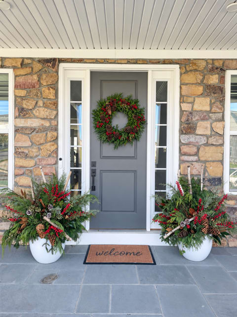 Holiday Porch Installation Flower Bouquet