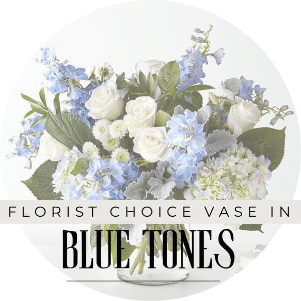 Designer's Choice Vase in Blue Tones Flower Bouquet