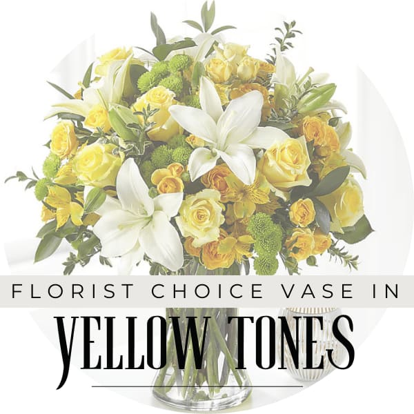 Designer's Choice Vase in Yellow Tones Flower Bouquet