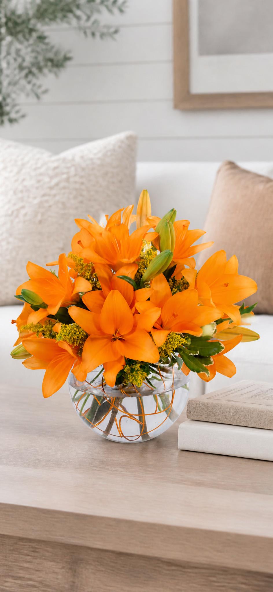 FSN Orange Sorbet Lily Bouquet Flower Bouquet