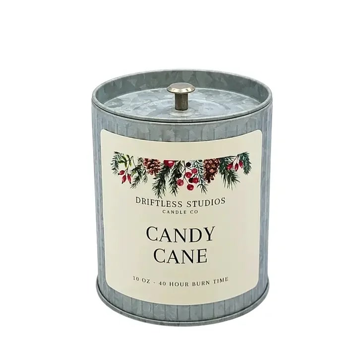Candy Cane Candle Tin