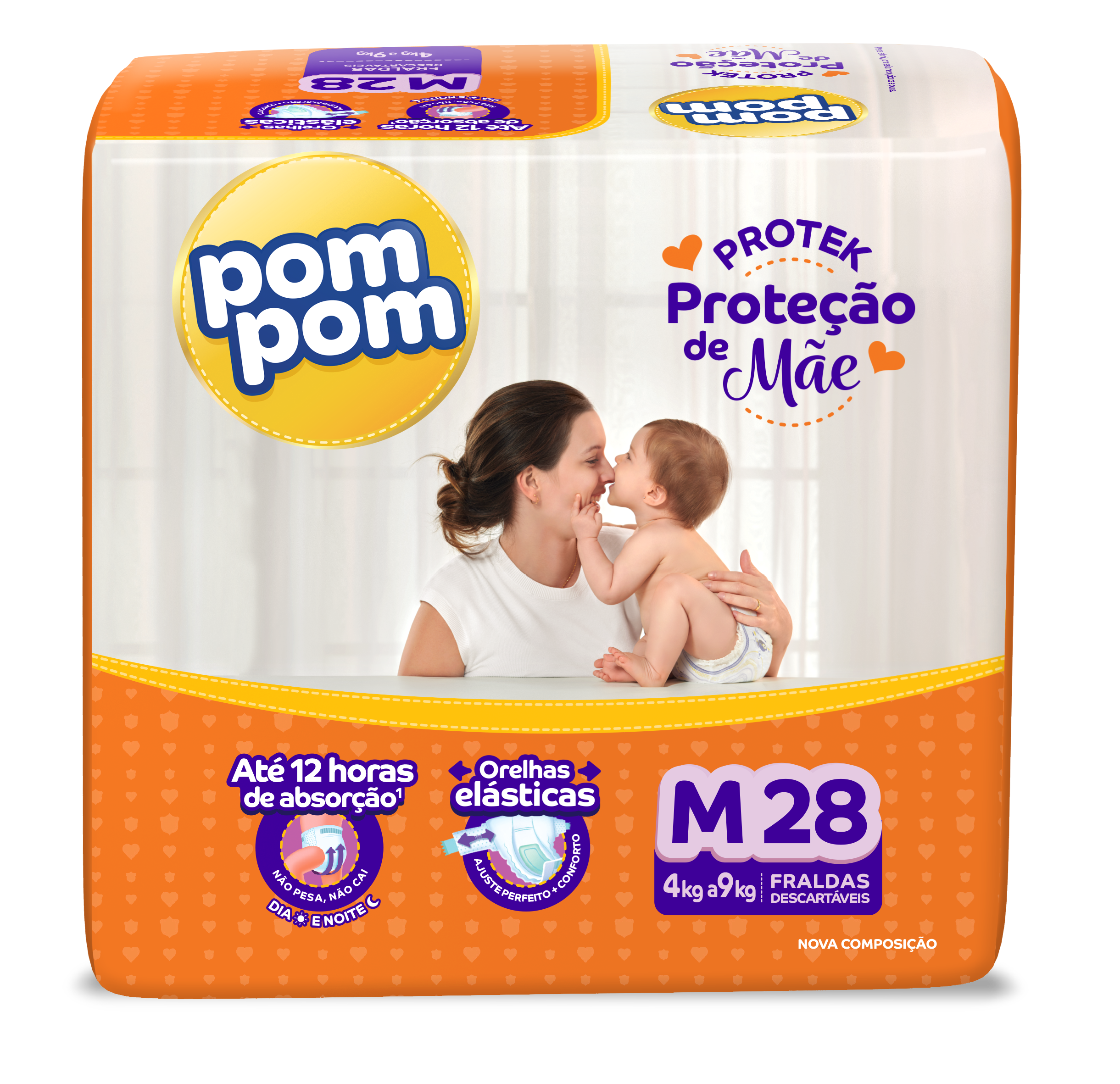 FRALDA POM POM DERMA PROTEK JUMBO MD C/28