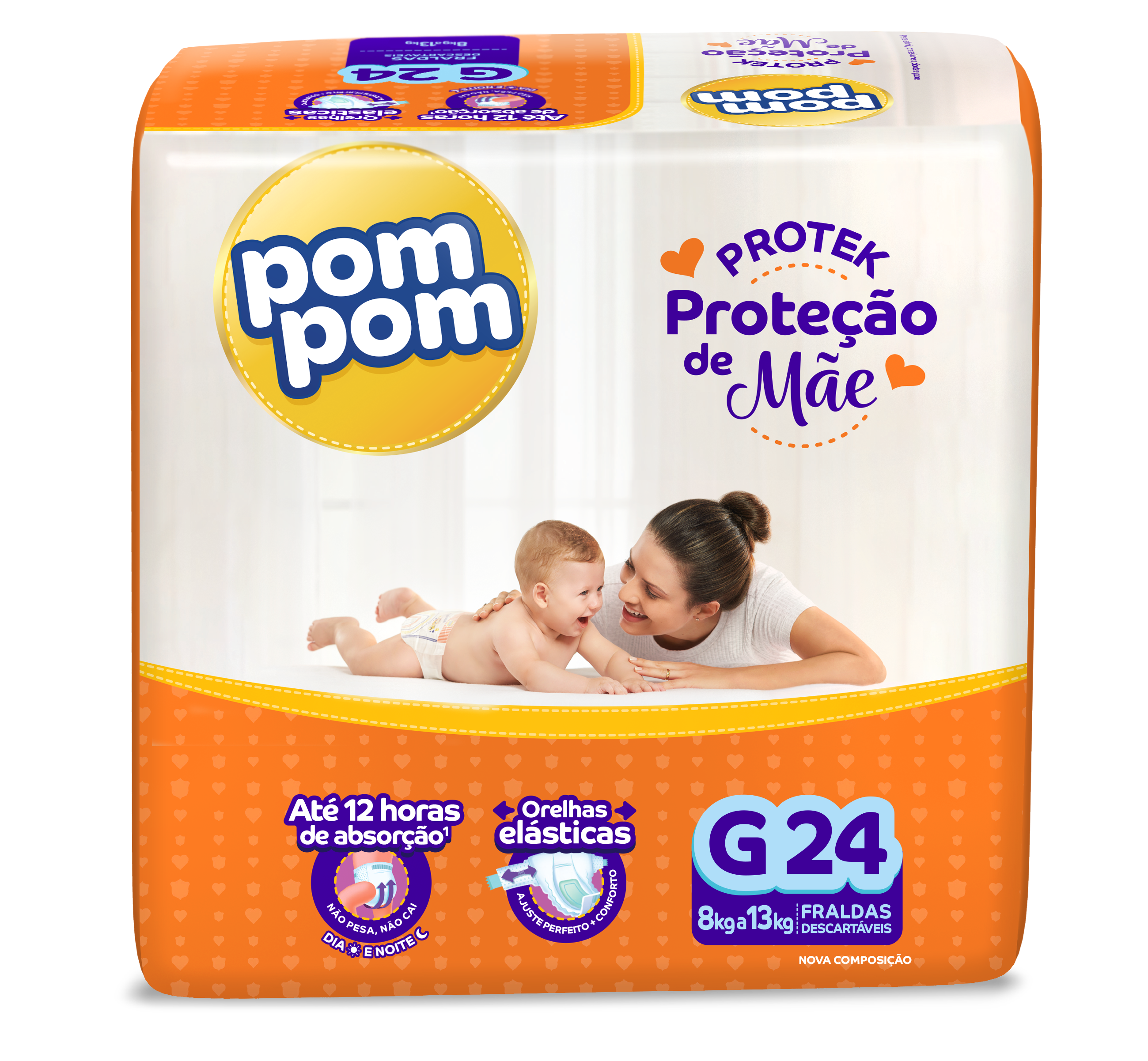 FRALDA POM POM DERMA PROTEK JUMBO GD C/24