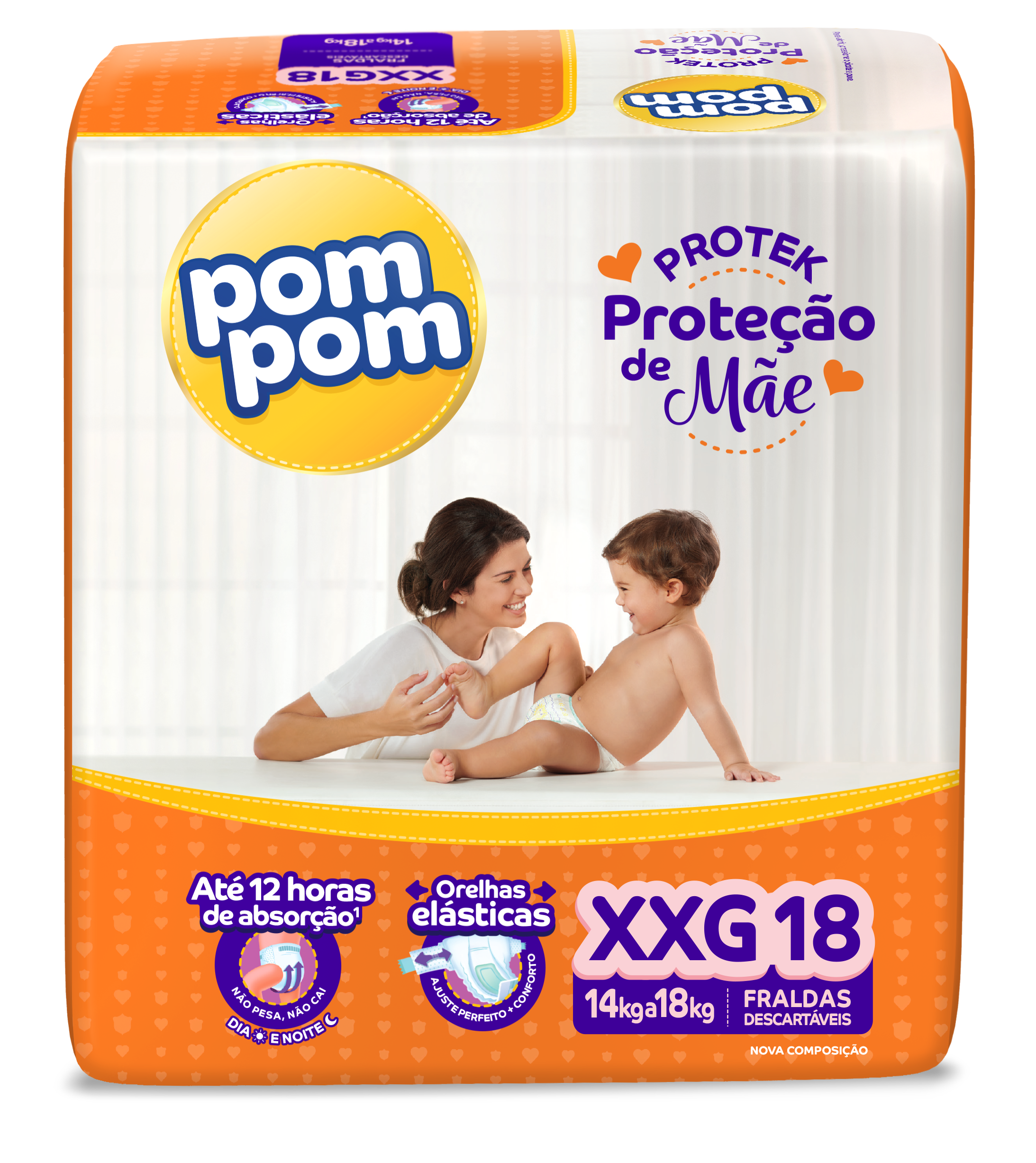 FRALDA POM POM DERMA PROTEK JUMBO XXG C/18