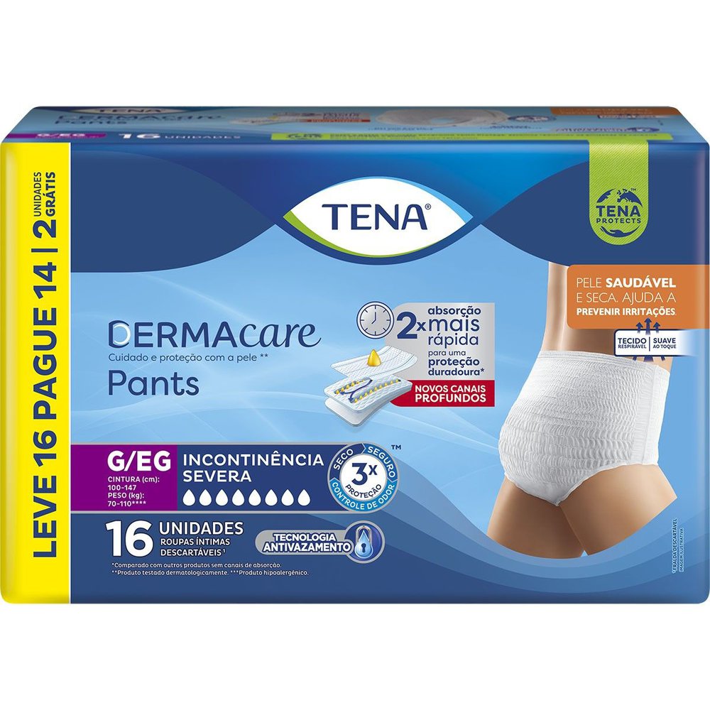 ROUPA INTIMA TENA PANTS DERMACARE G/EG L16P14