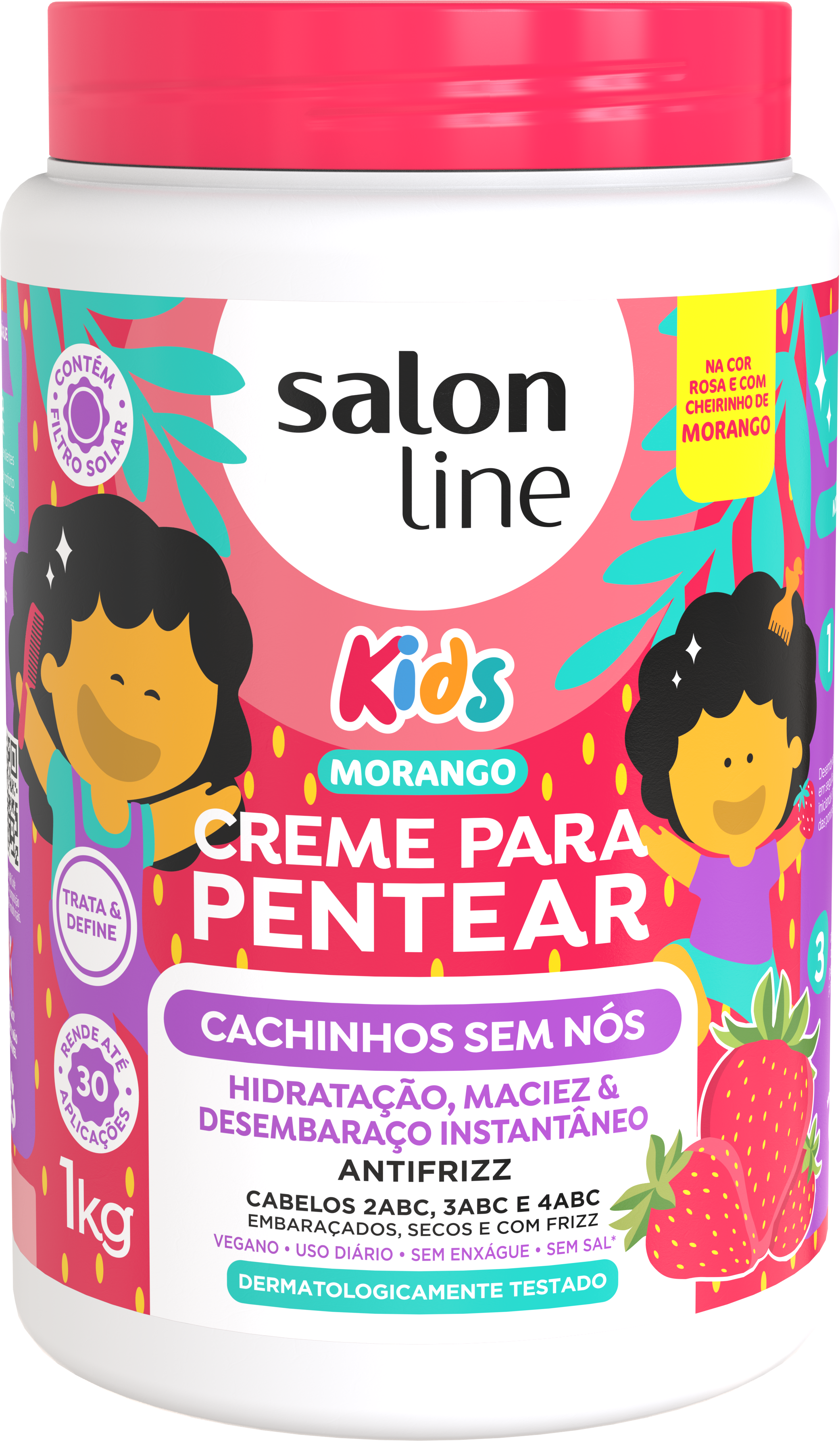 CREME DE PENTEAR CACHINHOS MORANGO 1KG SALON LINE