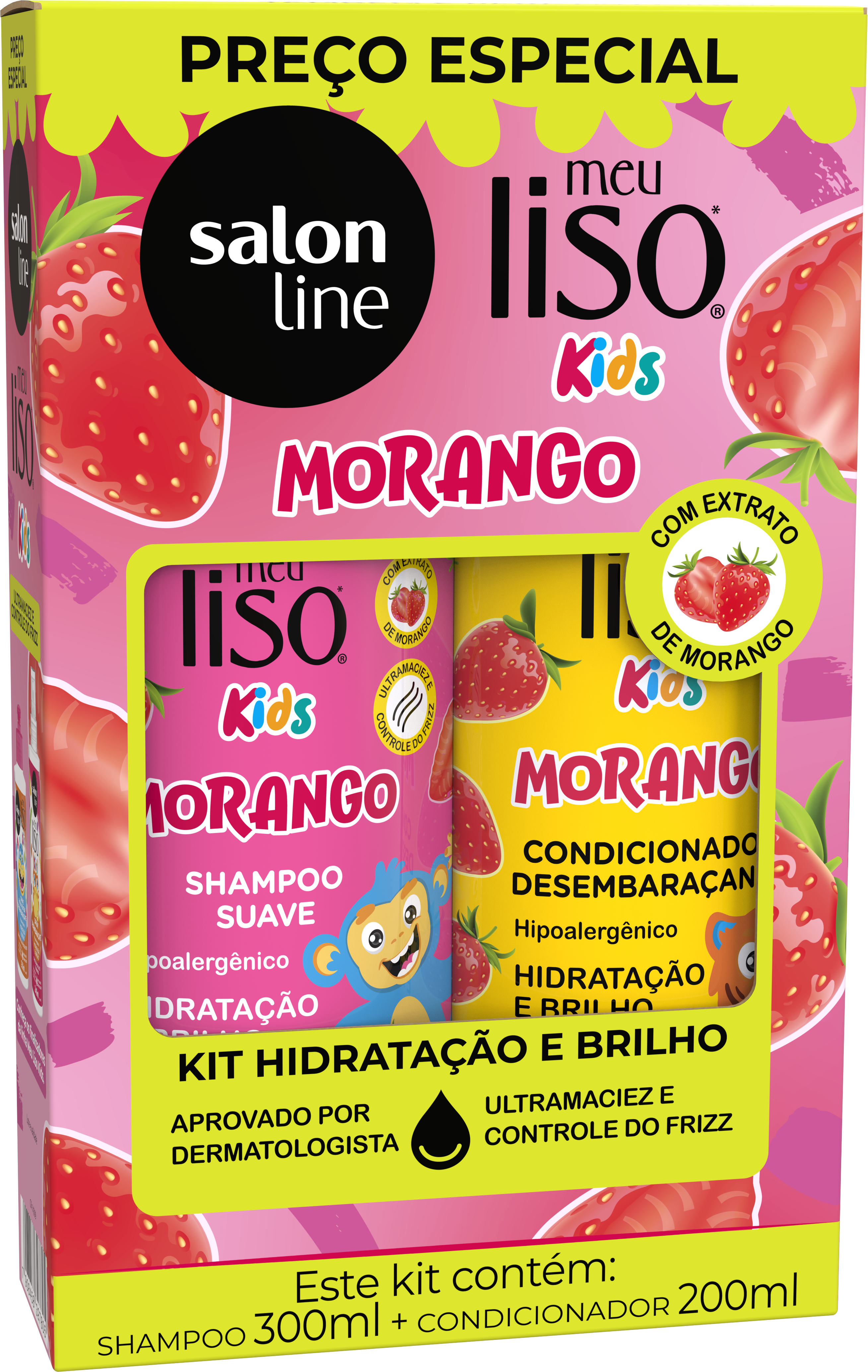 KIT SHAMPOO 300ML+COND. 200ML MEU LISINHO MORANGO SALON LINE