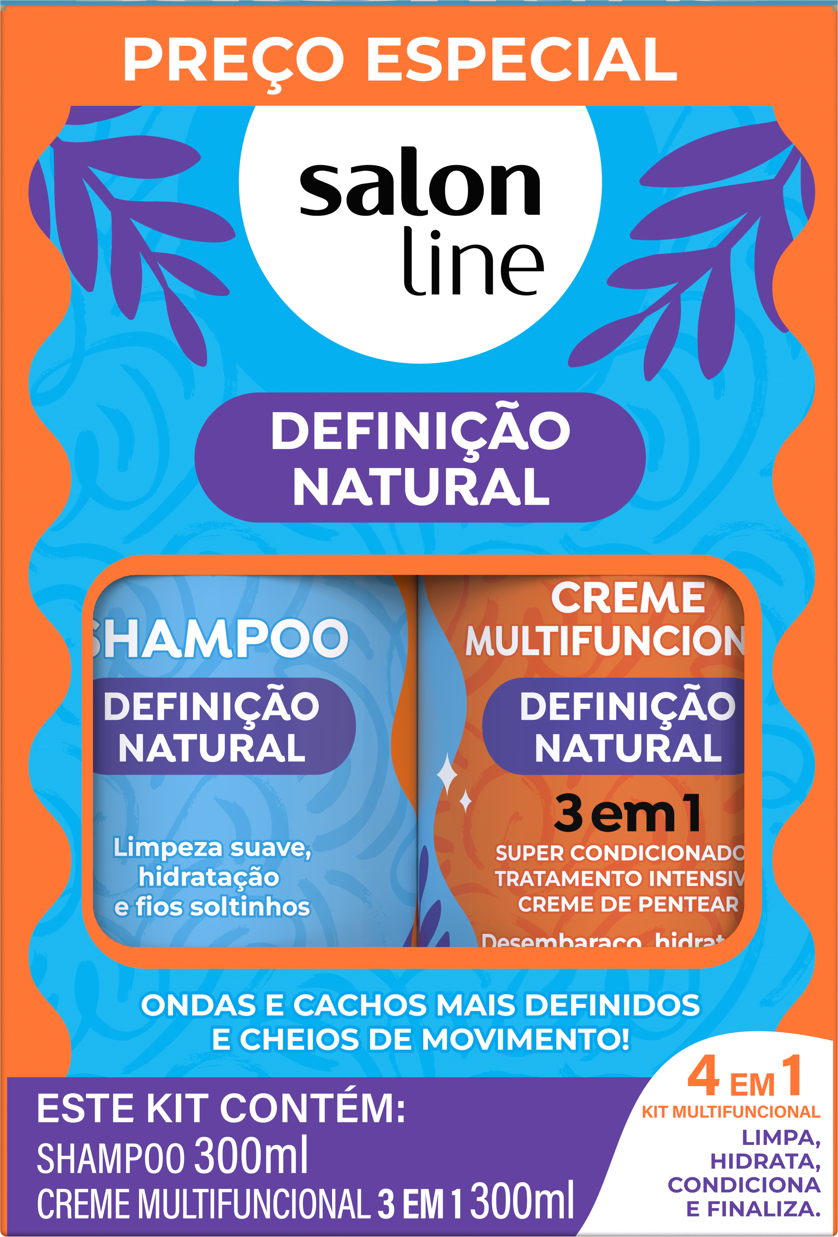 KIT SHAMPOO 300ML+COND. 300ML DEFINICAO NATURAL SALON LINE