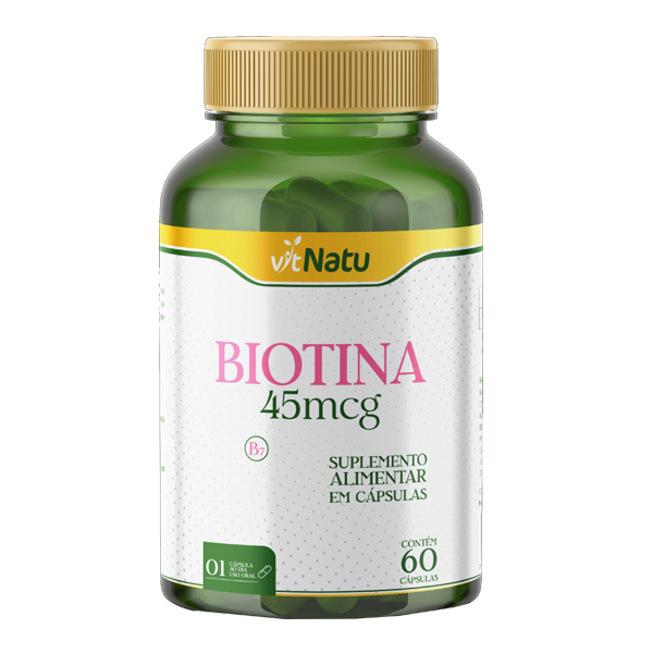 Vitamina Natural Biotina 45mcg com 60 Cápsulas