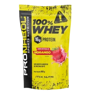 100% WHEY MORANGO 900g POUCH - PRONABOL