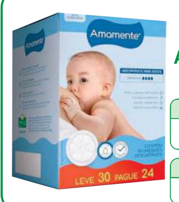 ABSORVENTE P/ SEIOS L30P24 AMAMENTE