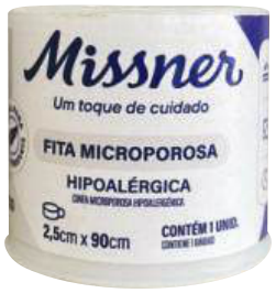 FITA MICROPOROSA 2,5CM X 90CM BRANCO HIPOALERGICA MISSNER