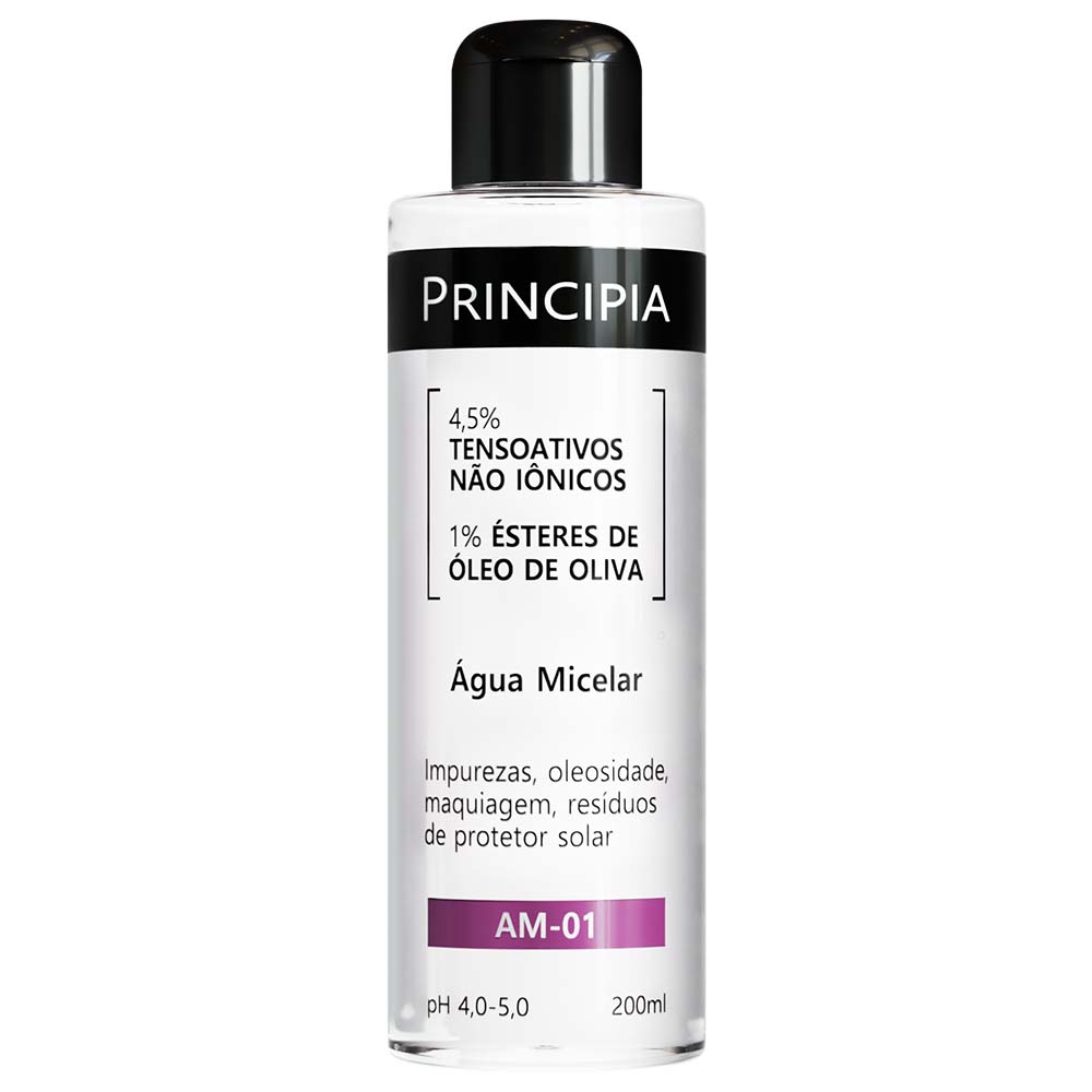 Água Micelar 4,5% Tensoativos Não Iônicos + 1% Ésteres de Óleo de Oliva Principia Skincare AM-01 com 200ml