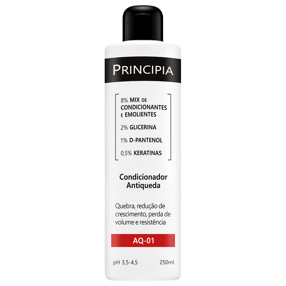 Condicionador Dermatológico Antiqueda 8% Mix de Condicionantes e Emolientes + 2% Glicerina + 1% D-Pantenol + 0,5% Keratinas Principia Skincare AQ-01 com 250ml