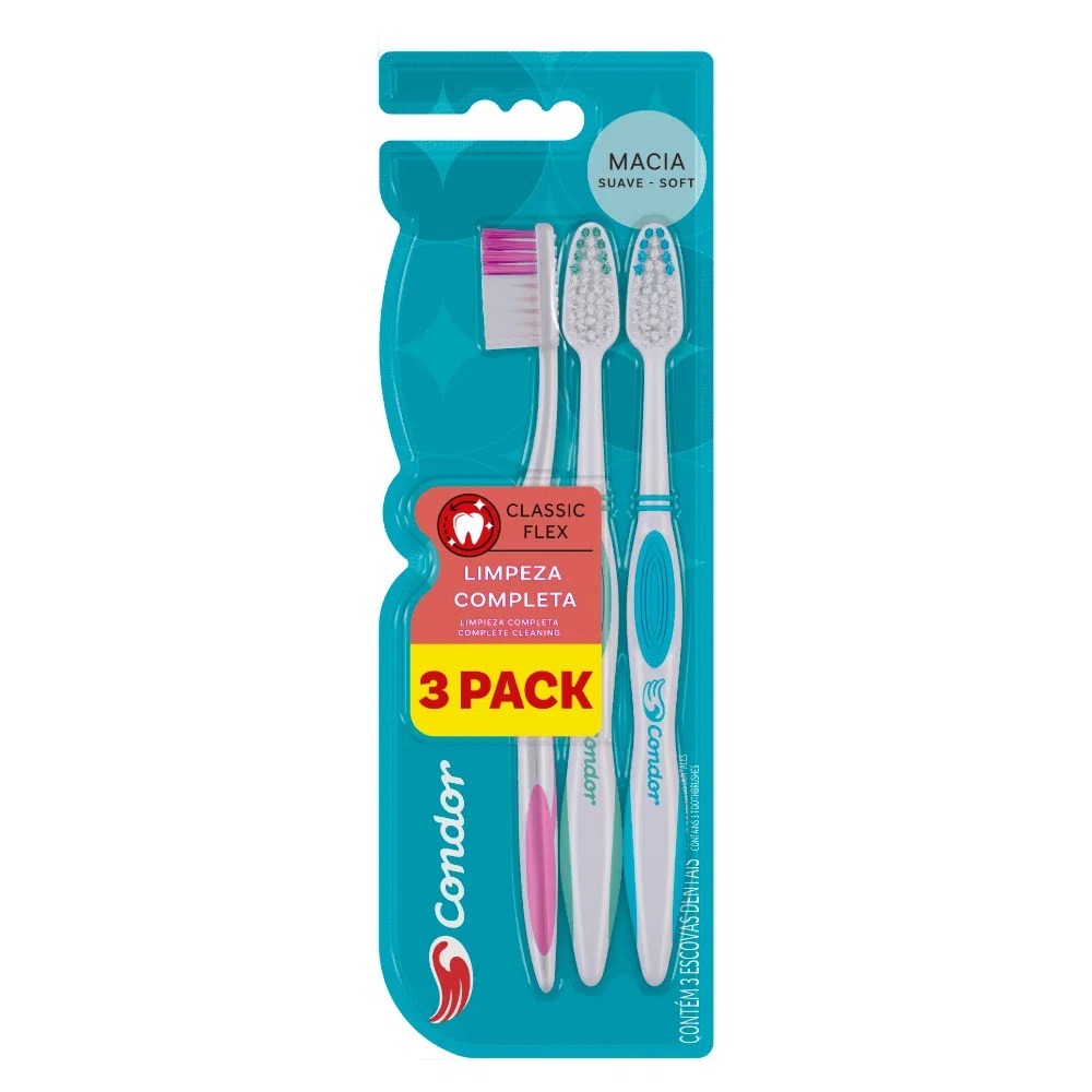 ESCOVA DENTAL MACIA CONDOR CLASSIC FLEX 3 UNIDADES