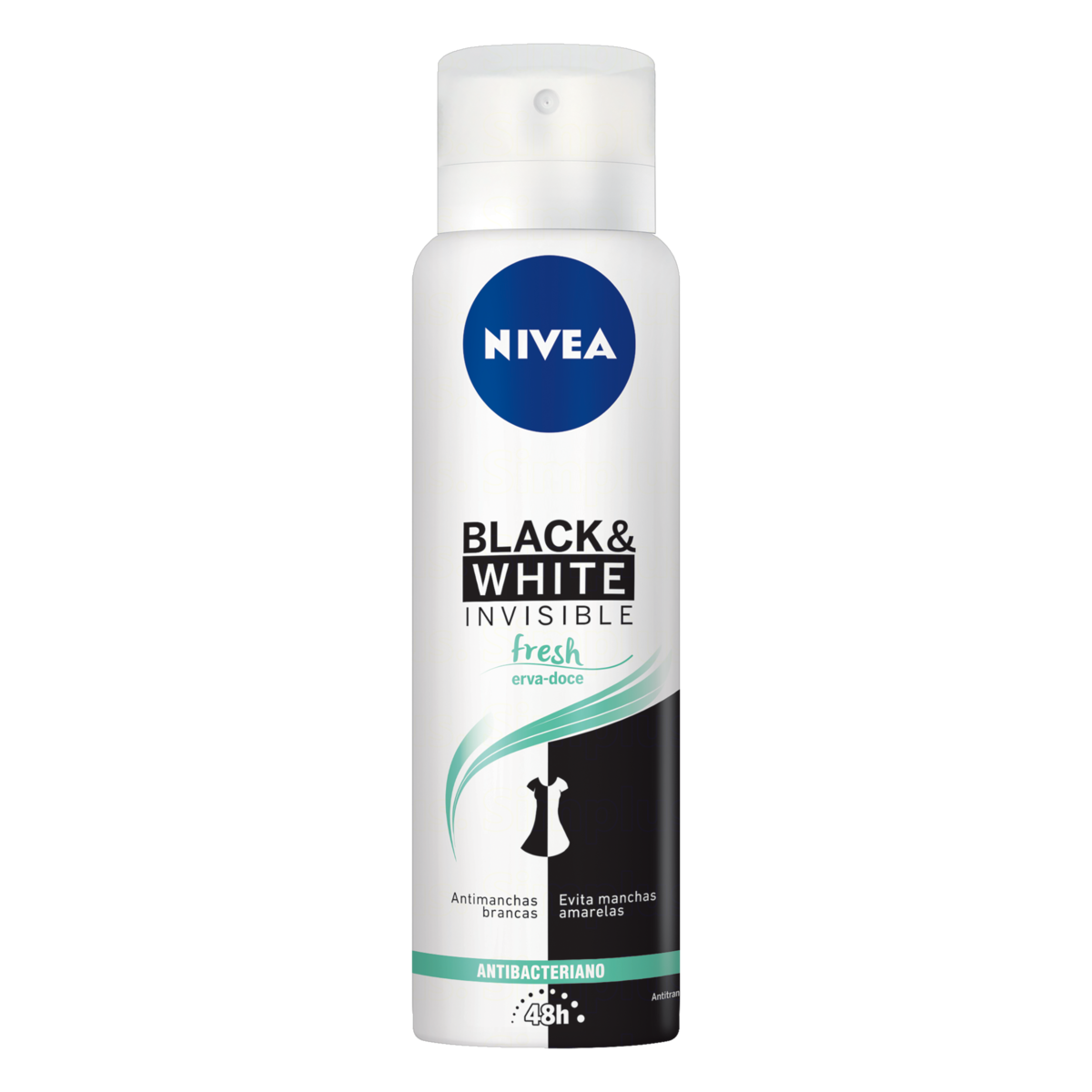 ANTITRANSPIRANTE AEROSSOL FRESH ERVA-DOCE NIVEA INVISIBLE FOR BLACK & WHITE 150ML SPRAY