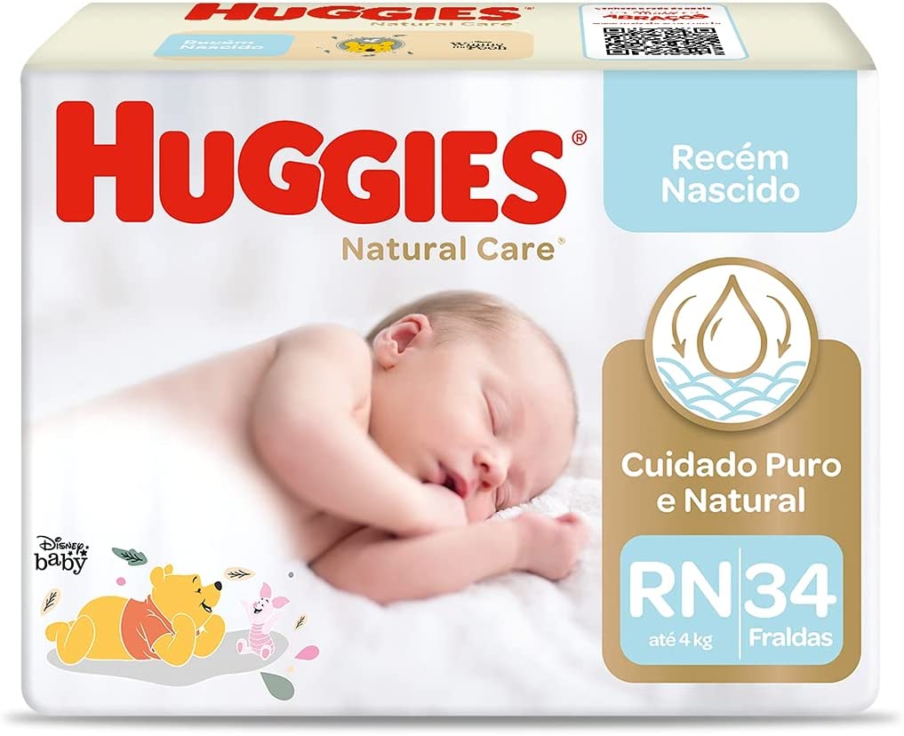 FRALDA HUGGIES NATURAL CARE RN MEGA C/34