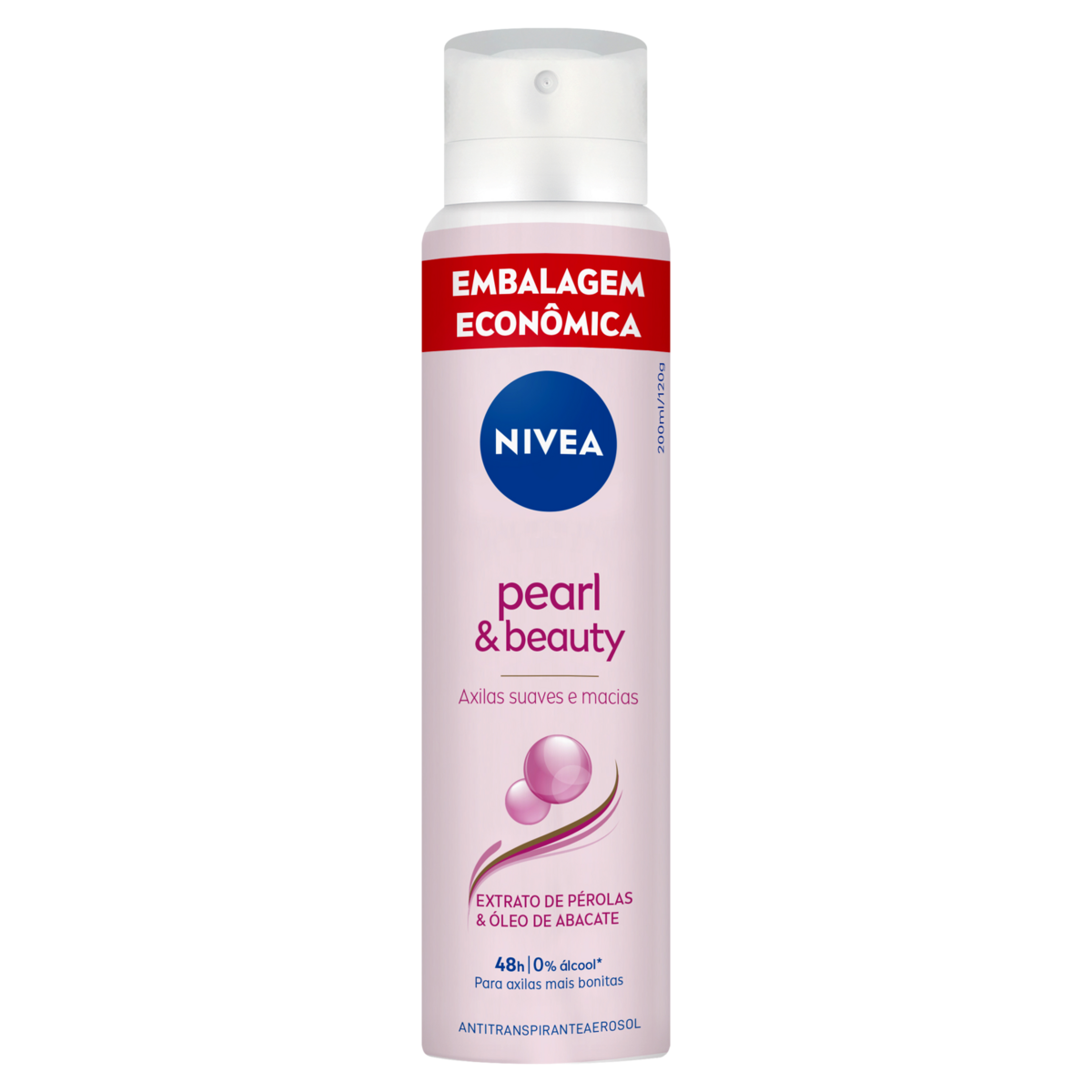 ANTITRANSPIRANTE AEROSSOL EXTRATO DE PÉROLAS & ÓLEO DE ABACATE NIVEA PEARL & BEAUTY 200ML SPRAY EMBALAGEM ECONÔMICA