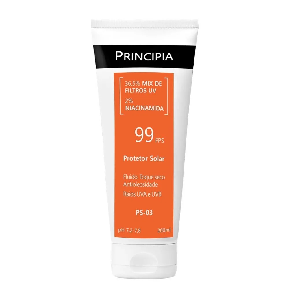 Protetor Solar 36,5% Mix de Filtros UV + 2% Niacinamida FPS 99 Principia Skincare PS-03 com 200ml