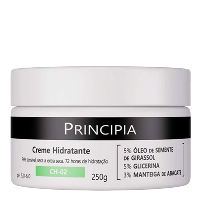 Creme Hidratante 5% Óleo de Semente de Girassol + 5% Glicerina + 3% Manteiga de Abacate Principia CH-02 com 250g