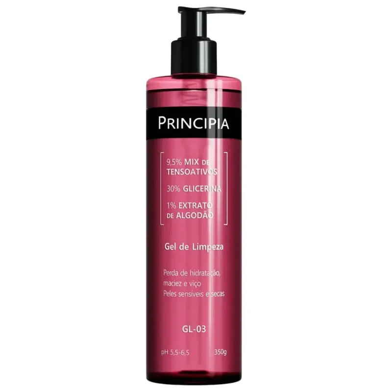 Gel de Limpeza Hidratante 9,5% Tensoativos + 30% Glicerina + 1% Extrato de Algodão Principia Skincare GL-03 com 350ml