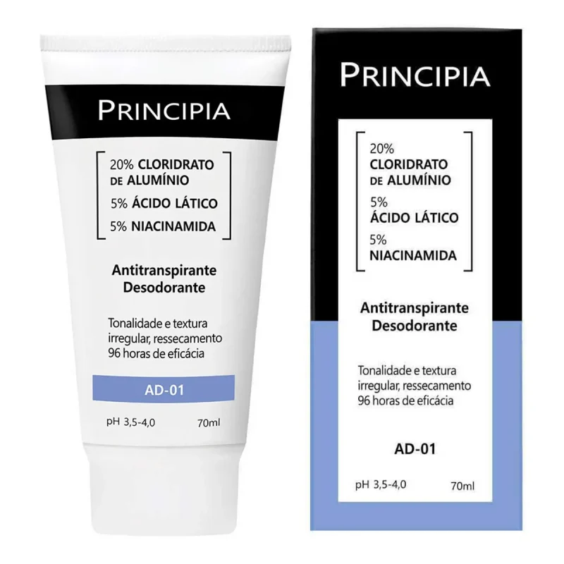 Antitranspirante Desodorante 5% Ácido Lático + 5% Niacinamida Principia Skincare AD-01 com 70ml