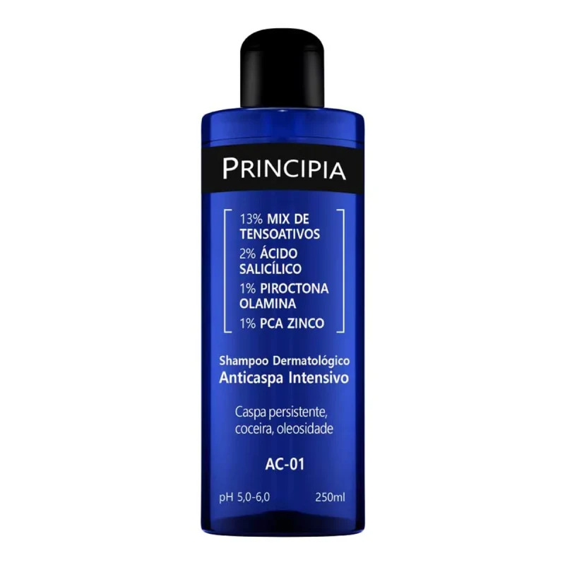Shampoo Dermatológico Anticaspa Intensivo 13% Mix de Tensoativos + 2% Salicílico + 1% Piroctona Olamina + 1% PCA Zinco Principia Skincare AC-01 com 250ml
