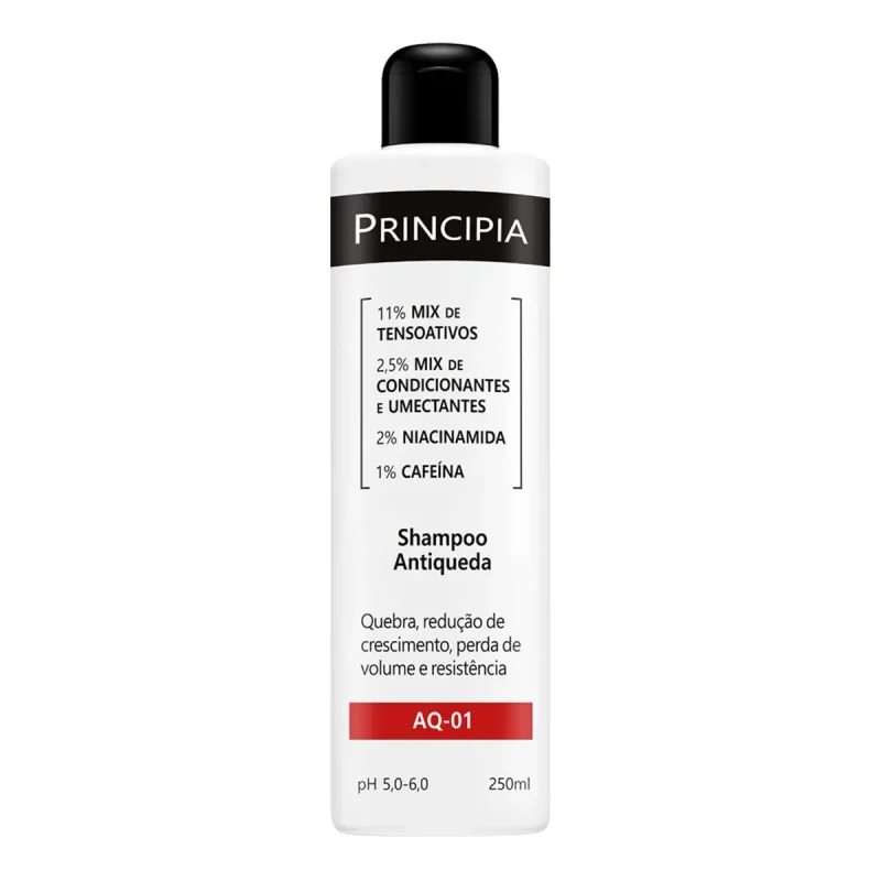 Shampoo Dermatológico Antiqueda 11% Mix de Tensoativos + 2,5% Mix de Condicionantes e Umectantes + 2% Niacinamida + 1% Cafeína Principia Skincare AQ-01 com 250ml