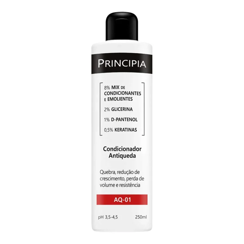 Condicionador Dermatológico Antiqueda 8% Mix de Condicionantes e Emolientes + 2% Glicerina + 1% D-Pantenol + 0,5% Keratinas Principia Skincare AQ-01 com 250ml